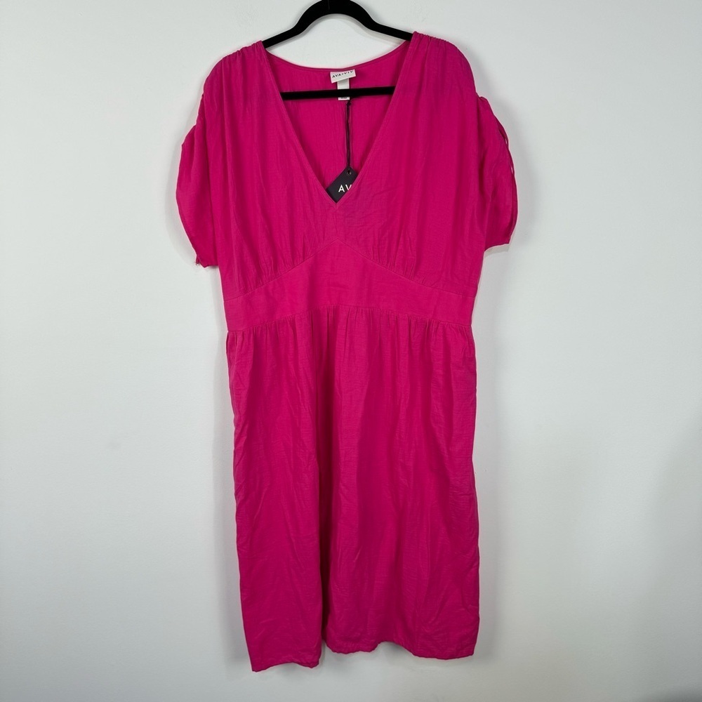 Ava & Viv Hot Pink V-Neck Mini Dress